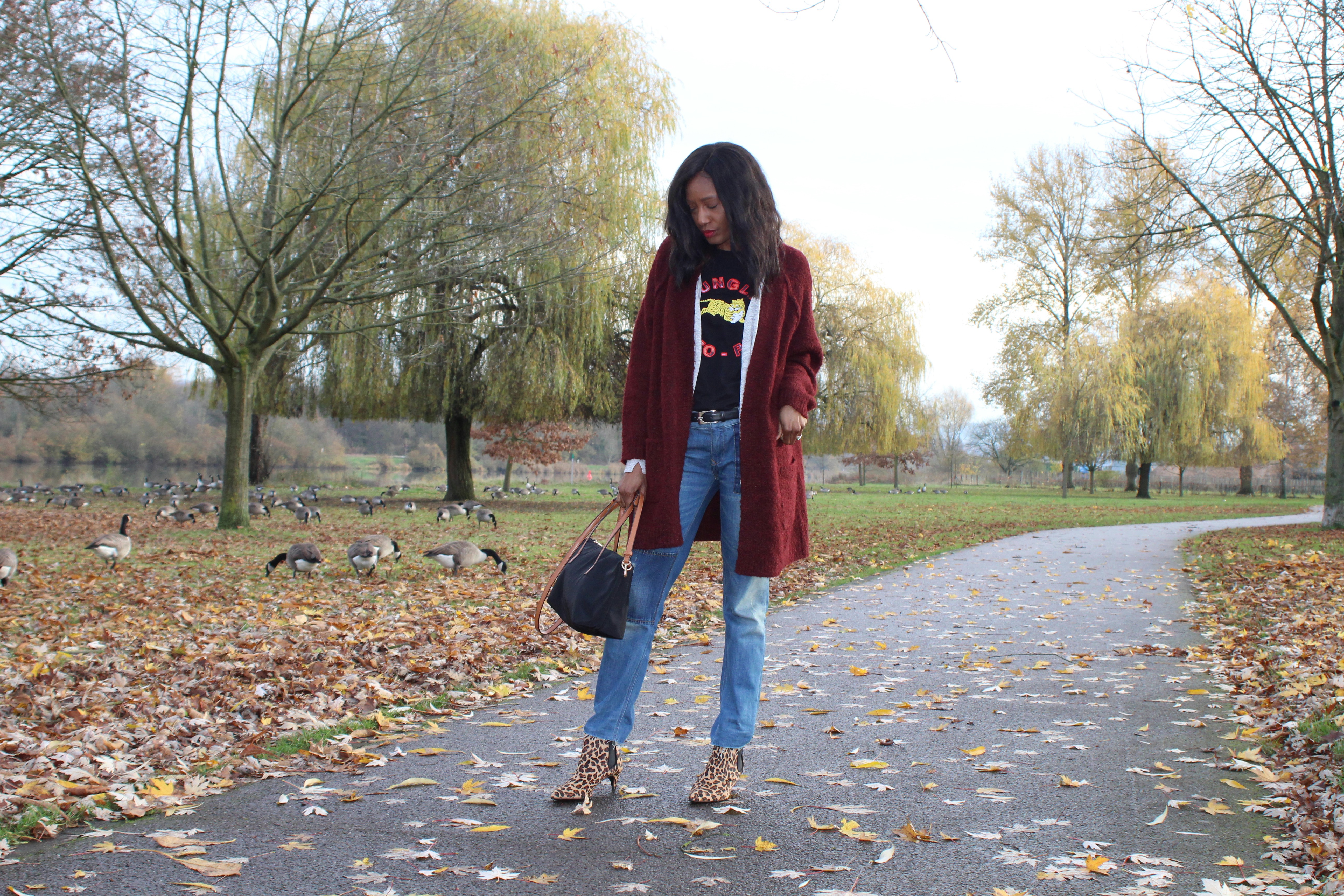 leopard ankle boots outfit